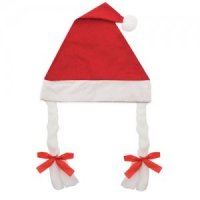 Cappello Natale con Trecce Rosso